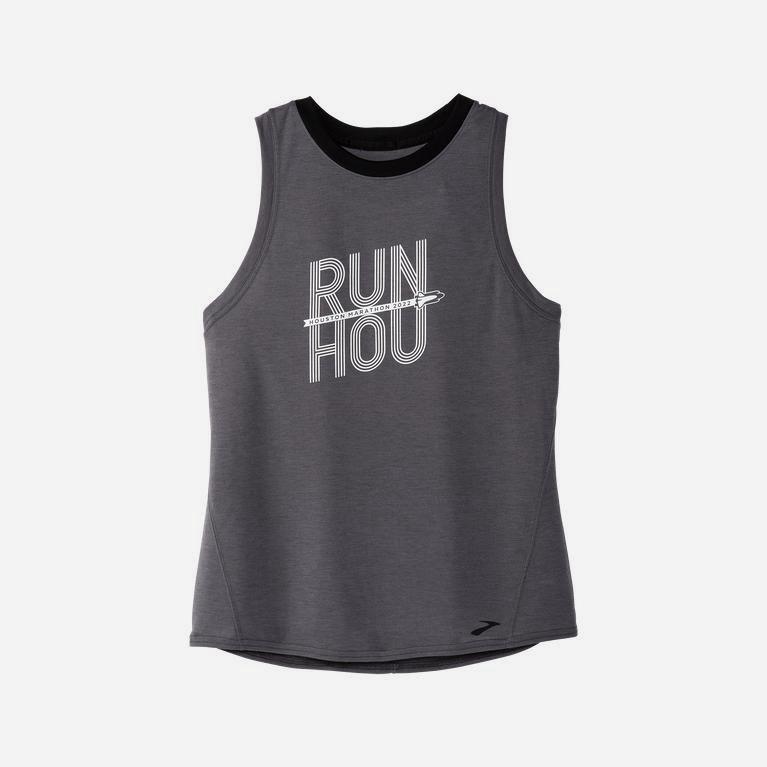 Brooks Women's Houston22 Distance Graphic Running Tank Top Singapore - Shadow Grey/Run HOU (45103-QM